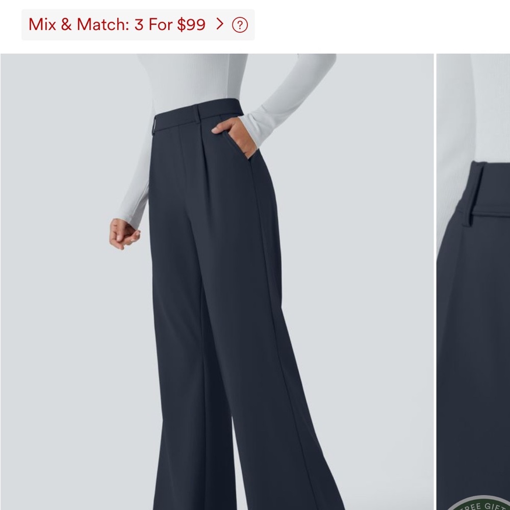HALARA navy blue high waisted pocket work flare pants